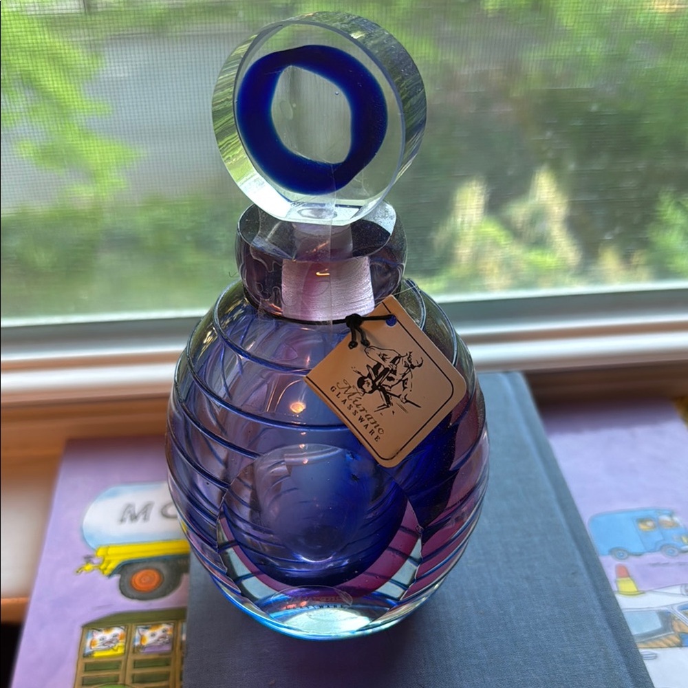 Elegant Blue and Purple Glass Art Piece